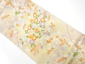 アンティーク　菊に秋草模様織り出し袋帯(材料)